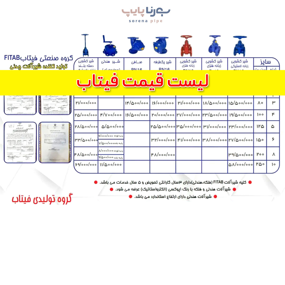 لیست قیمت فیتاب