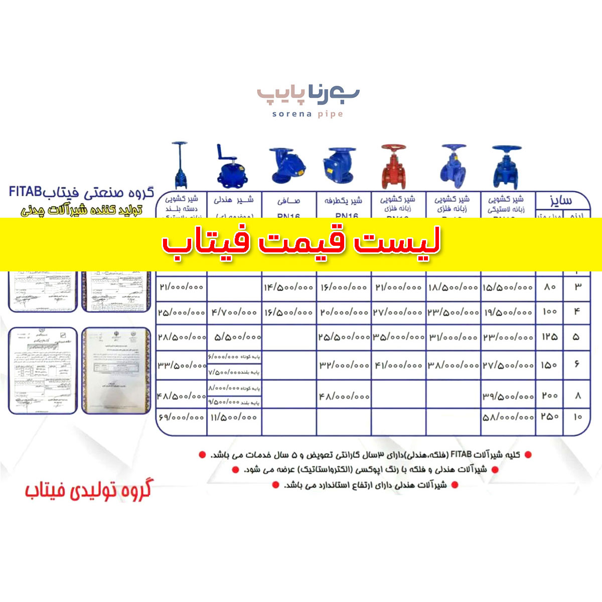 لیست قیمت فیتاب