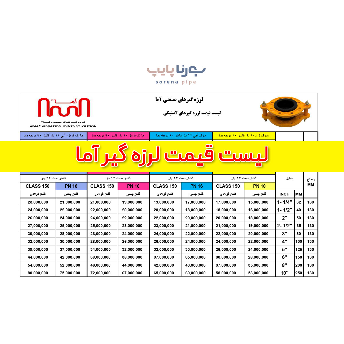 لیست قیمت لرزه گیر آما
