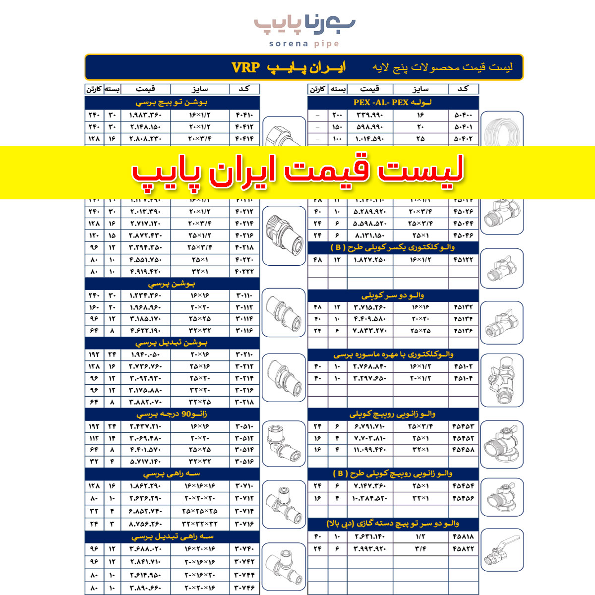 لیست قیمت ایران پایپ